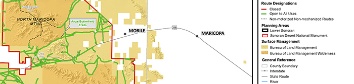 The areas that are part of the environmental assessment are between Maricopa and Gila Bend.