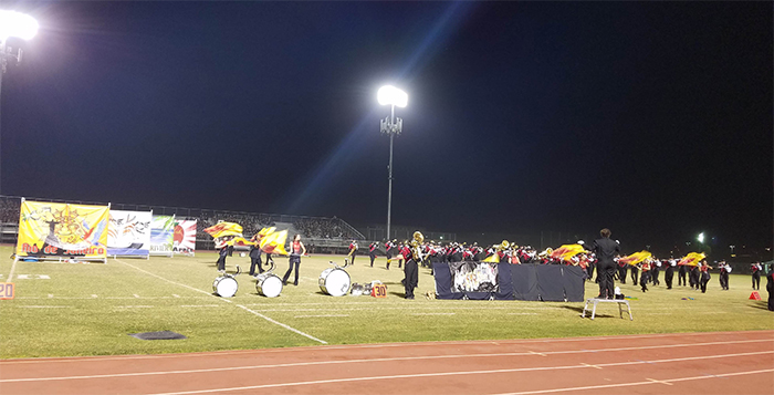 MHS Marching Rams performing at Basha High School. Submitted photo