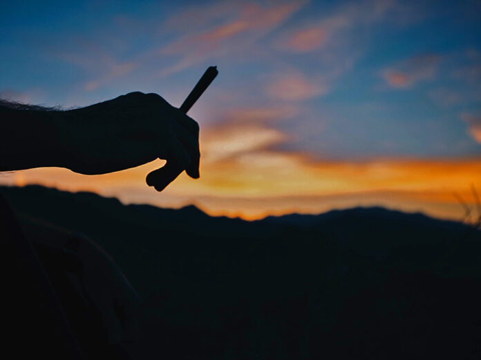 Marijuana joint at sunset