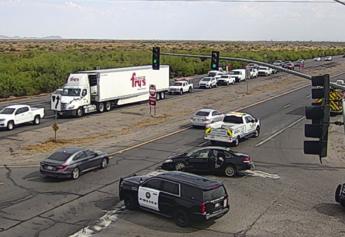 GRIC respond to a crash on SR 347 at Riggs Road. [ADOT]
