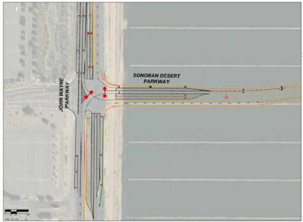 Maricopa will start work on this alternative traffic solution Monday at the intersection of John Wayne Parkway and the Sonoran Desert Parkway.[City of Maricopa]