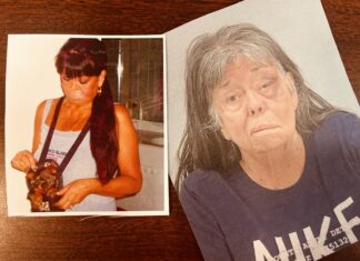 Ronca's family provided this photo (left) to juxtapose against her recent mugshot (right). But around the time that photo was taken, Ronca was ordered into an abuser's intervention program.