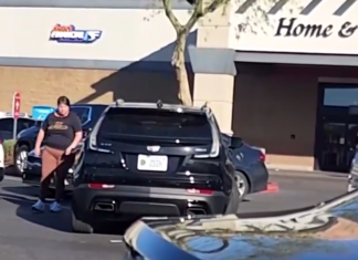 A woman getting in her car during a road rage incident at Fry's Marketplace. [ Blessie Sheaffer/Facebook]